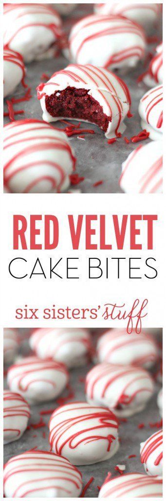 Red Velvet Cake Bites by Six Sisters Stuff | Valentine's Day is perfect for sweet treats. Check out these 7 easy Valentine's Day Desserts.  You'll get easy dessert recipes that you can make for your loved ones on Valentine's Day.  Valentine's day dessert recipes are festive and can be super easy. #ValentinesDayDesserts #ValentinesDay #desserts #dessertgifts #HWS #healthywealthyskinny