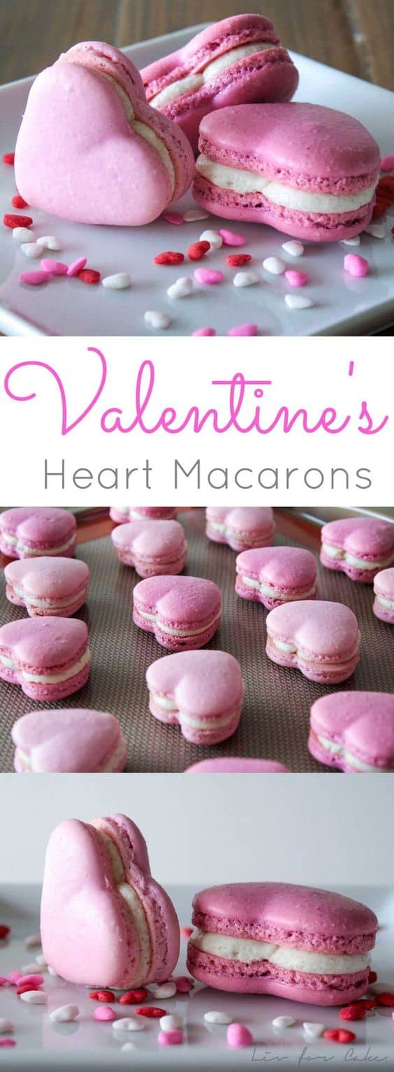 Valentine's Heart Macarons by Liv for Cake | Valentine's Day is perfect for sweet treats. Check out these 7 easy Valentine's Day Desserts.  You'll get easy dessert recipes that you can make for your loved ones on Valentine's Day.  Valentine's day dessert recipes are festive and can be super easy. #ValentinesDayDesserts #ValentinesDay #desserts #dessertgifts #HWS #healthywealthyskinny