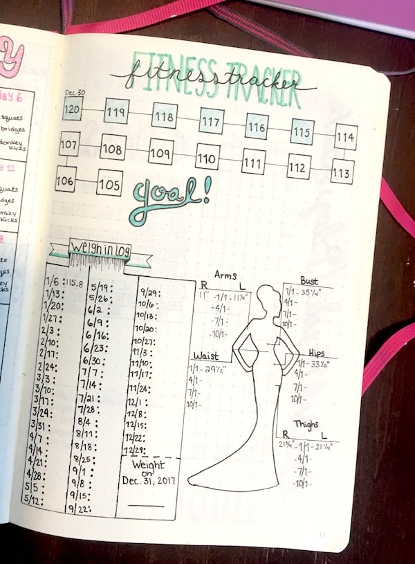 What is a Bullet Journal - Fitness Tracker Example by The Petite Planner