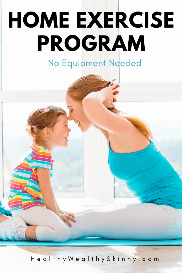 Home Exercise Program | Fitness | Working out doesn't have to be time consuming or confusing. Learn 20 Exercises you can do at home with no equipment needed. Includes how to videos and complete work out plans. #fitness #homeworkouts #workouts #workoutsforwomen #workoutsforbeginners #noequipmentworkouts #momworkouts #workfromhomeworkouts #workoutathome #wellness #healthywealthyskinny #HWS