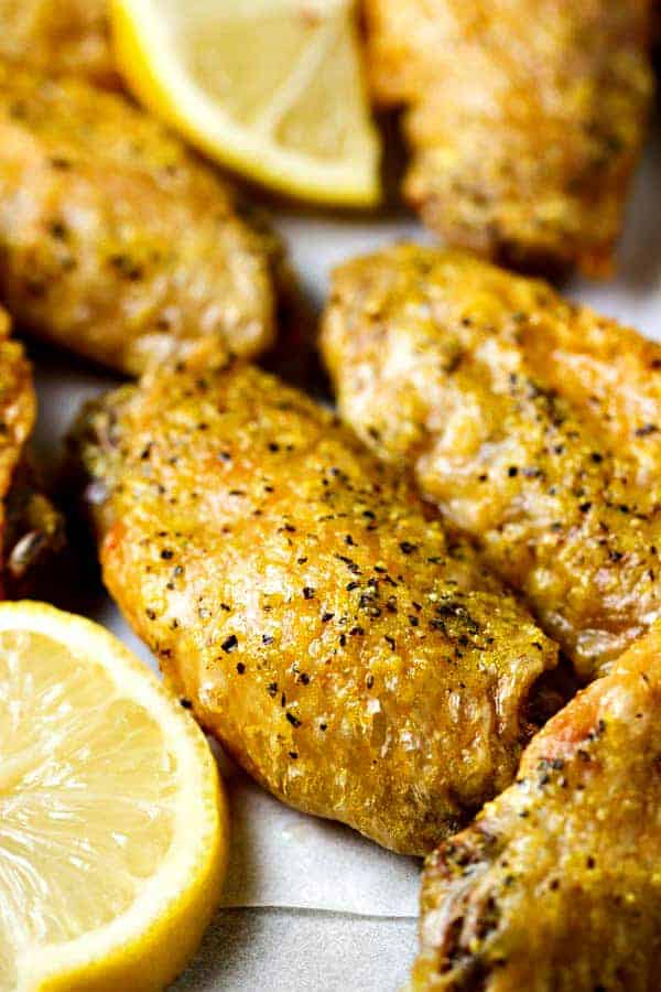Crispy Baked Lemon Pepper Wings by The Wicked Noodle | Super Bowl Party Food Ideas for your next super bowl party. Get Super Bowl recipes for appetizers, main dishes, chicken wings, drinks and cocktails. Find party food recipes to make your football party a crowd favorite. #superbowl #partyfood #partyrecipes #foodanddrink #superbowlparty #HWS #healthywealthyskinny