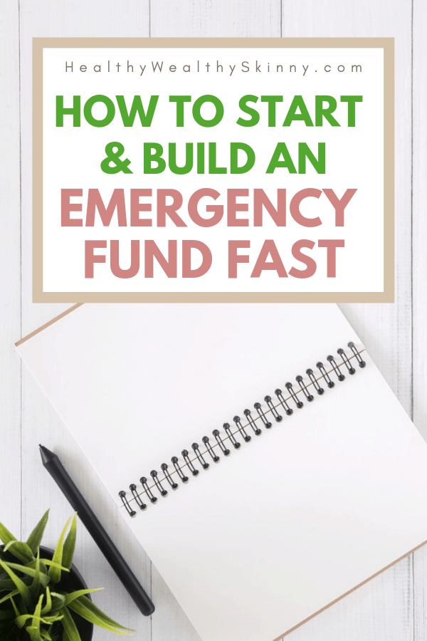 An emergency fund is essential to your financial health. If you are working on getting out of debt you must have the safety net of an emergency fund to keep you safe. Learn how to start and build your emergency fund even if your income is low. Get tips on how to build your emergency fund fast. Saving money for your emergency fund is possible. Ways to build your nest egg quickly. #emergencyfund #savemoneyfast #budgeting #savingmoney #nestegg #HWS #healthywealthyskinny