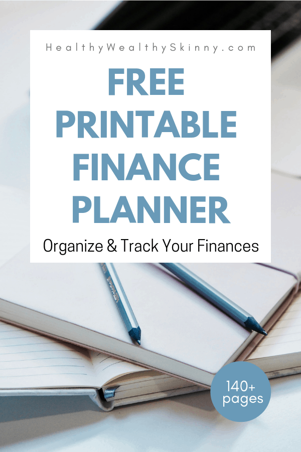 Get our Prinatable Finance Planner for free.  Our Finance planner is designed to help you track and organize every aspect of your personal finances. Create your budget, manage savings, fund your emergency fund, track your daily spending, and even create a dept repayment plan.  You can do all of this using the Free Finance Planner from Healthy Wealthy Skinny.  It includes all the finance printables that you will need. #financeprintables #personalfinance #financetools #budgeting #savingmoney #financeplanner #HWS #healthywealthyskinny
