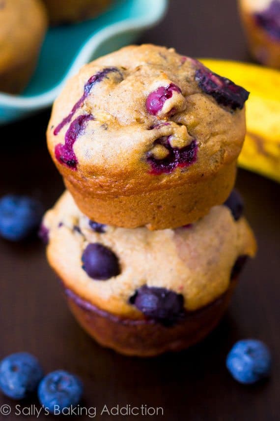 Skinny Banana Blueberry Muffins by Sally's Baking Addiction
