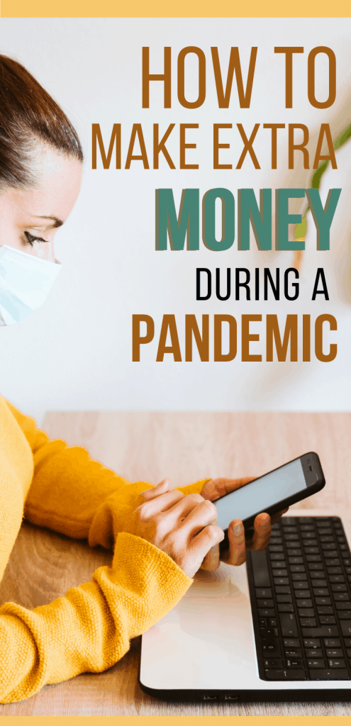 How to make extra money during a pandemic.  Discover 5 side hustles that you can do during quarantine. You replace your income or bring in more money by doing these jobs part-time or full time.  You can even start your own business and work from home. #makeextramoney #sidehustles #workfromhome 